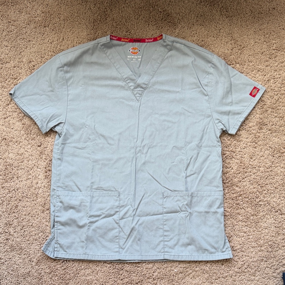 Dickies Light Gray V-Neck Scrub Top